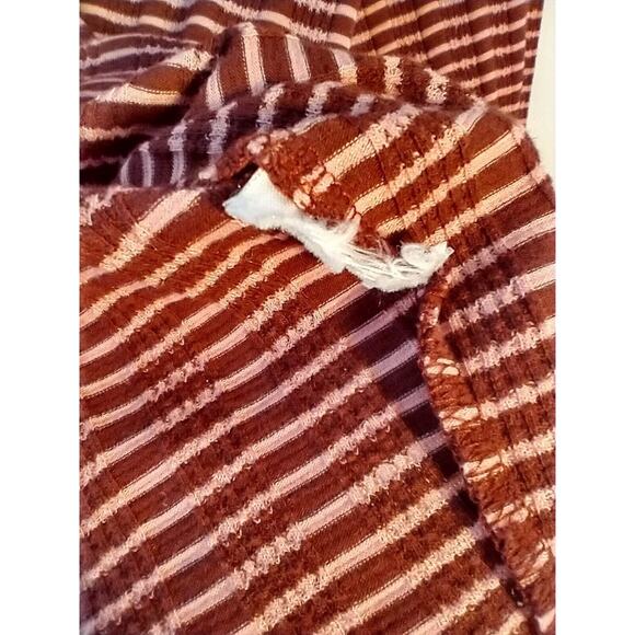 Anthropologie Hanna Striped Top Pink Red V-Neck 3/4 Sleeve Blouse Size S - Picture 6 of 6